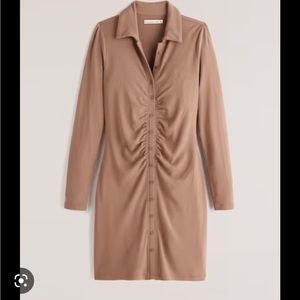 NWT Abercrombie & Fitch Ruched Knit Sweater Dress in Brown, Size M